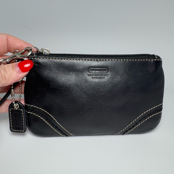 Coach Handbags - Vintage Coach Wristlet Pouch Black Smooth Leather | Coach Leatherware